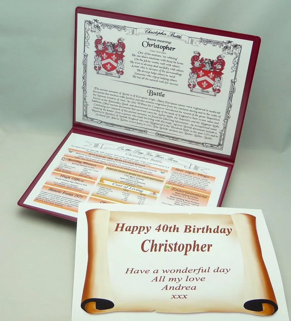 Personalised Birthday & Surname Presentation Folder