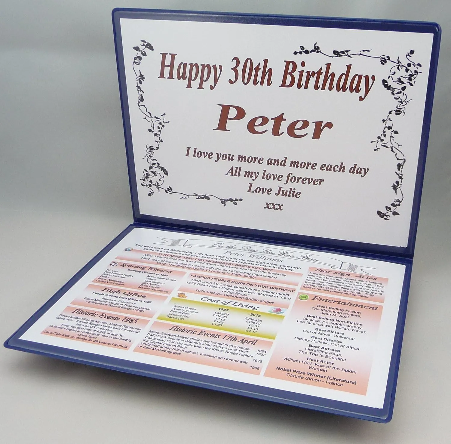 Personalised 30th Birthday Folder