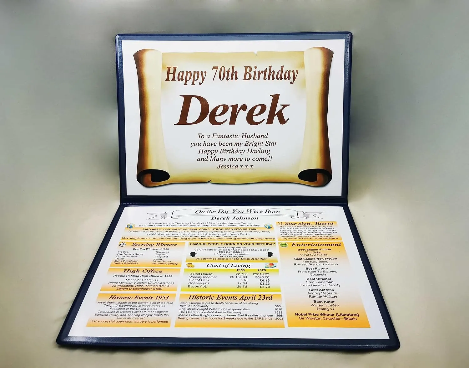 Personalised 70th Birthday Folder